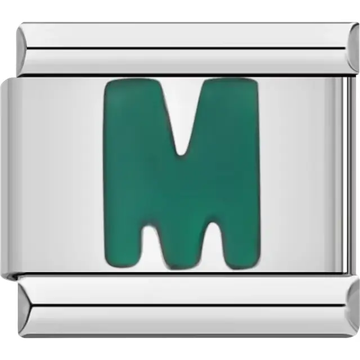 Green letter “M” Italian charm bracelet link