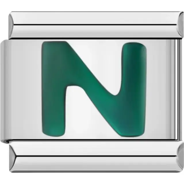 Green letter “N” Italian charm bracelet link