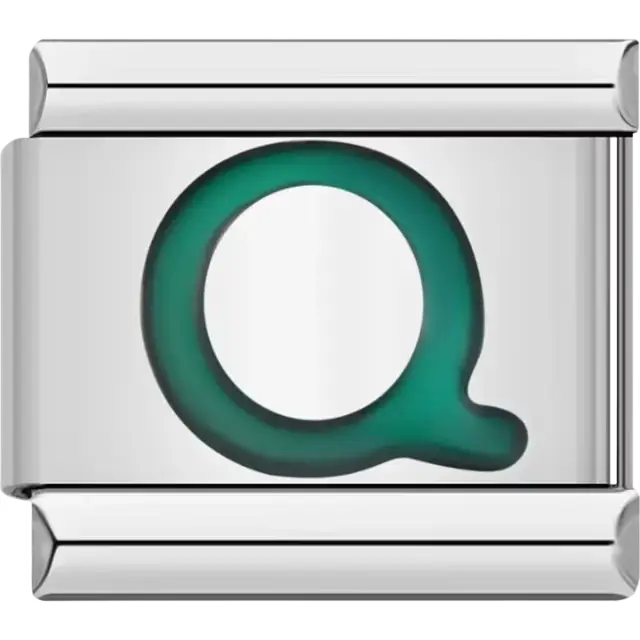 Green letter “Q” Italian charm bracelet link