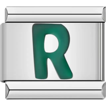 Green letter “R” Italian charm bracelet link