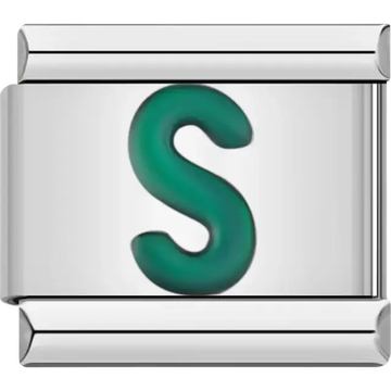 Green letter “S” Italian charm bracelet link