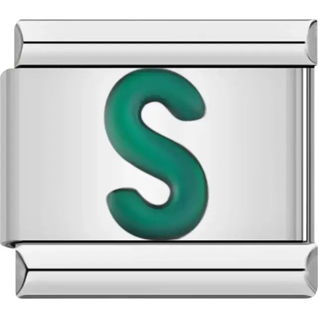 Green letter “S” Italian charm bracelet link
