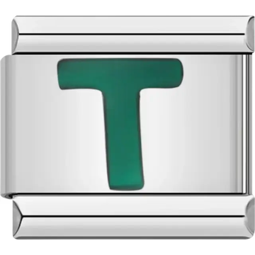 Green letter “T” Italian charm bracelet link