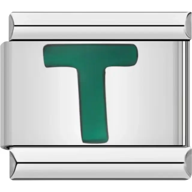 Green letter “T” Italian charm bracelet link