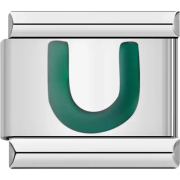 Green letter “U” Italian charm bracelet link