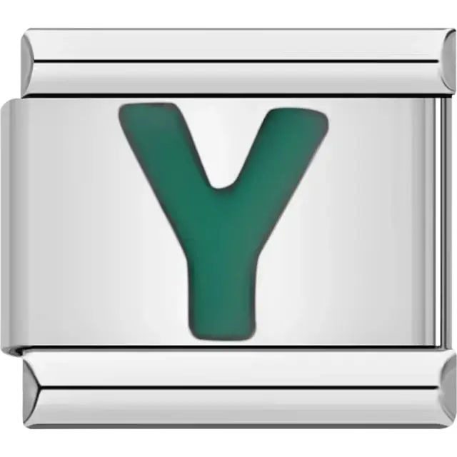 Green letter “Y” Italian charm bracelet link
