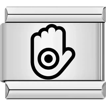 Black Hamsa hand (Hand of Fatima) protection symbol Italian charm bracelet link