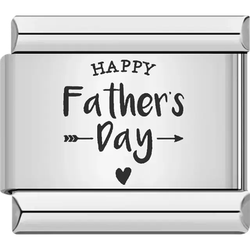 "Happy Father's Day" with heart and arrows Italian charm bracelet link