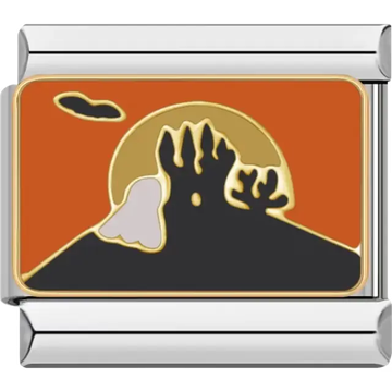 Haunted castle design with an orange sunset and spooky black accents Italian charm bracelet link