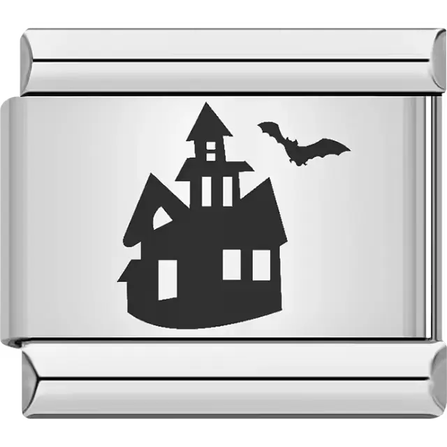 Haunted house bat Halloween Italian charm bracelet link