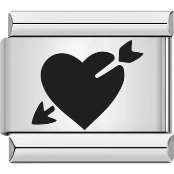 Black heart arrow love Italian charm bracelet link