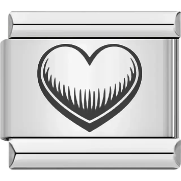 Black heart with pattern Italian charm bracelet link