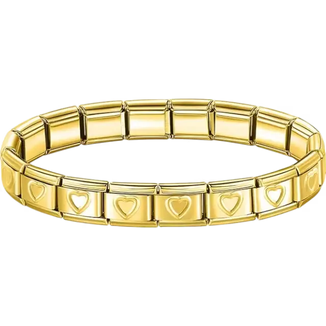 Stainless steel bracelet with engraved heart pattern Italian charm bracelet
