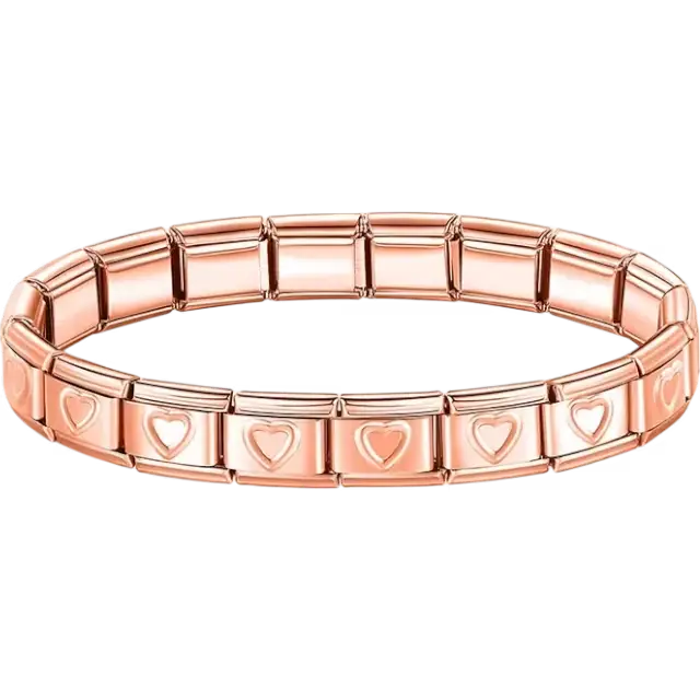 Stainless steel bracelet with engraved heart pattern Italian charm bracelet
