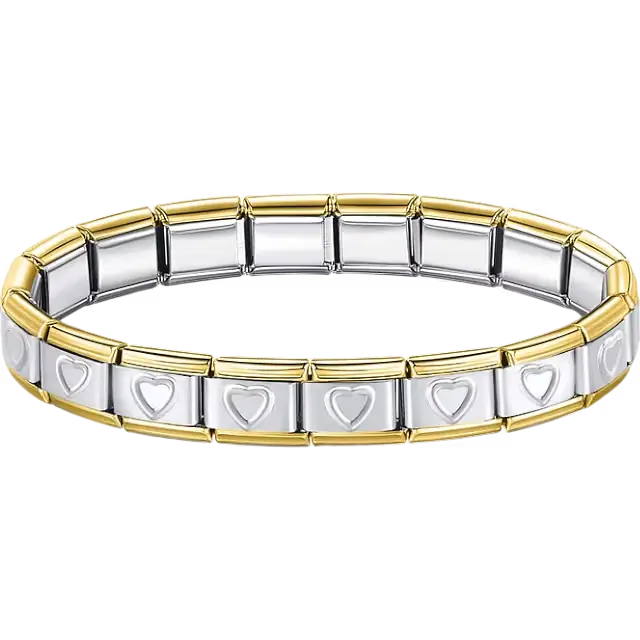 Stainless steel bracelet with engraved heart pattern Italian charm bracelet