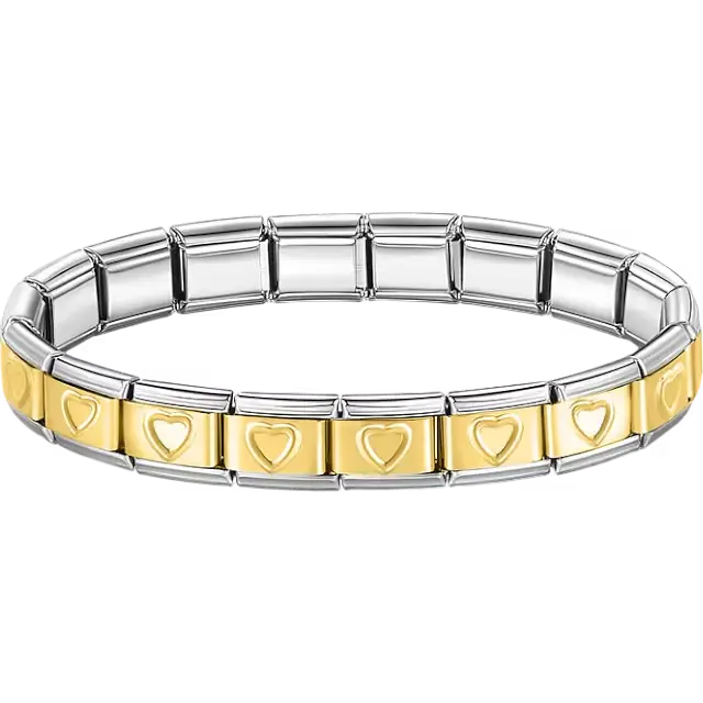 Stainless steel bracelet with engraved heart pattern Italian charm bracelet