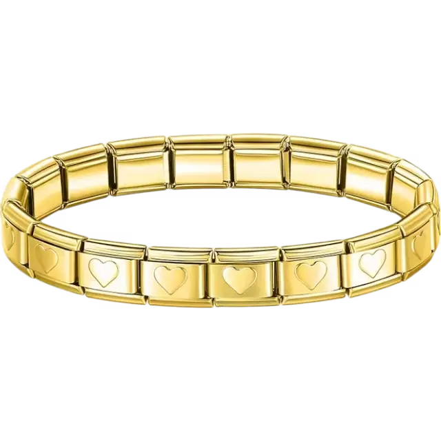 Stainless steel bracelet with engraved heart pattern Italian charm bracelet