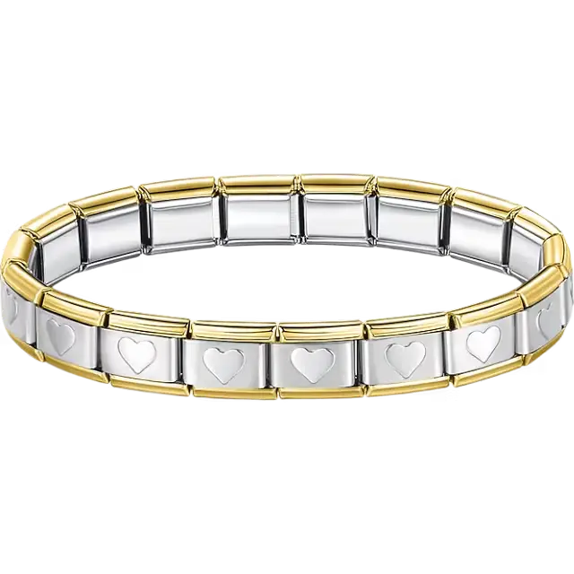 Stainless steel bracelet with engraved heart pattern Italian charm bracelet