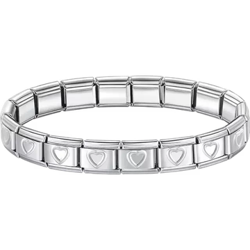 Stainless steel bracelet with engraved heart pattern Italian charm bracelet