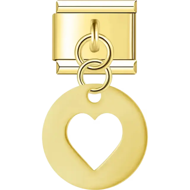 Heart cutout dangle Italian charm bracelet link