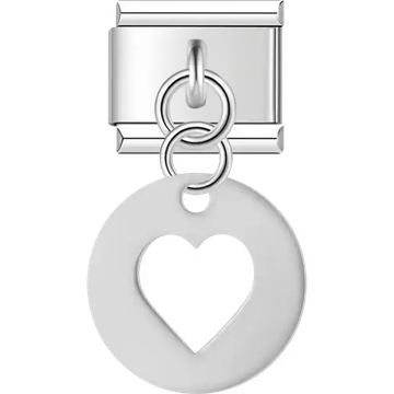 Heart cutout dangle Italian charm bracelet link