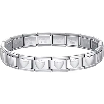 Heart design charms composing stainless steel Italian bracelet