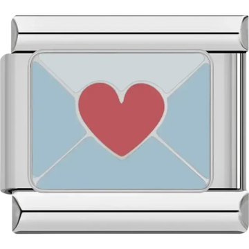 Heart envelope Italian charm bracelet link