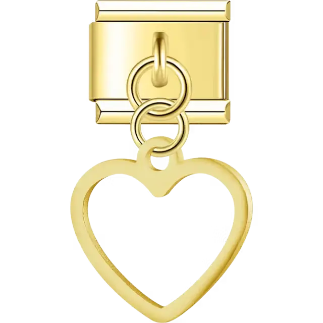 Heart outline dangle Italian charm bracelet link