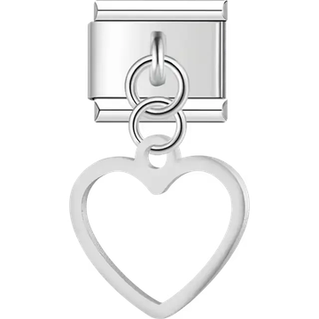 Heart outline dangle Italian charm bracelet link