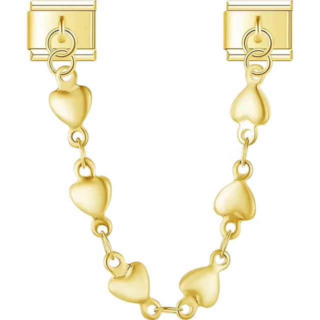 Multiple heart links safety chain Italian charm bracelet link