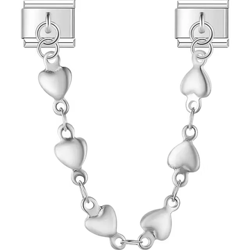 Multiple heart links safety chain Italian charm bracelet link