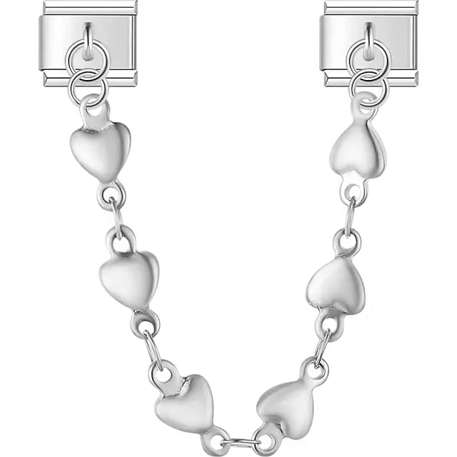 Multiple heart links safety chain Italian charm bracelet link
