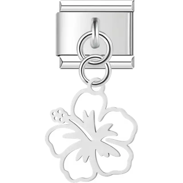 Hibiscus flower cutout dangle Italian charm bracelet link
