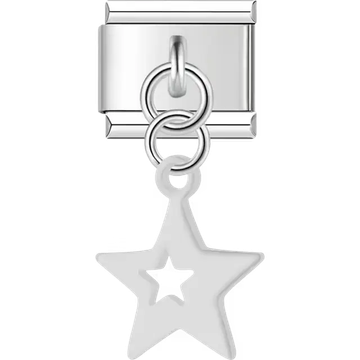 Hollow star-shaped charm with dangling piece Italian charm bracelet link