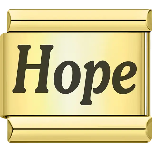 Gold "Hope" text Italian charm bracelet link