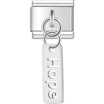 "Hope" script on tag Italian charm bracelet link