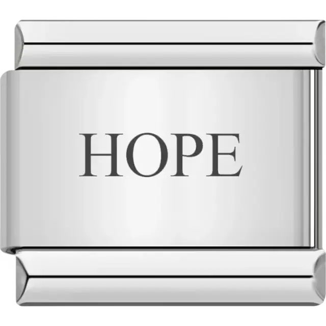 Outlined uppercase word "HOPE" Italian charm bracelet link