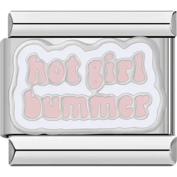 Pink “hot girl bummer” text with white background Italian charm bracelet link