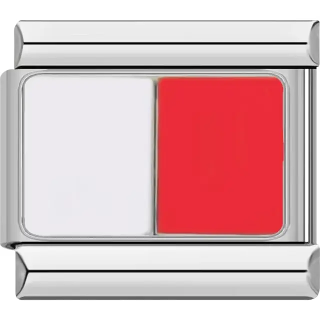 White and red Hotel maritime flag meaning "I have a pilot on board" Italian charm bracelet link