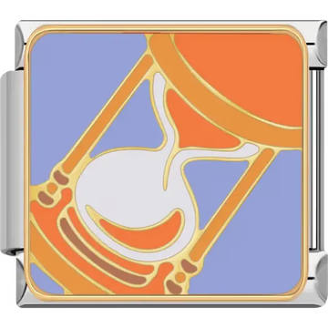 Orange hourglass with white sand and light blue background Italian charm bracelet link