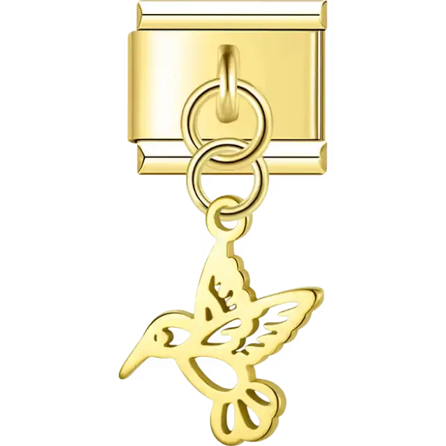 Hummingbird cutout dangle Italian charm bracelet link