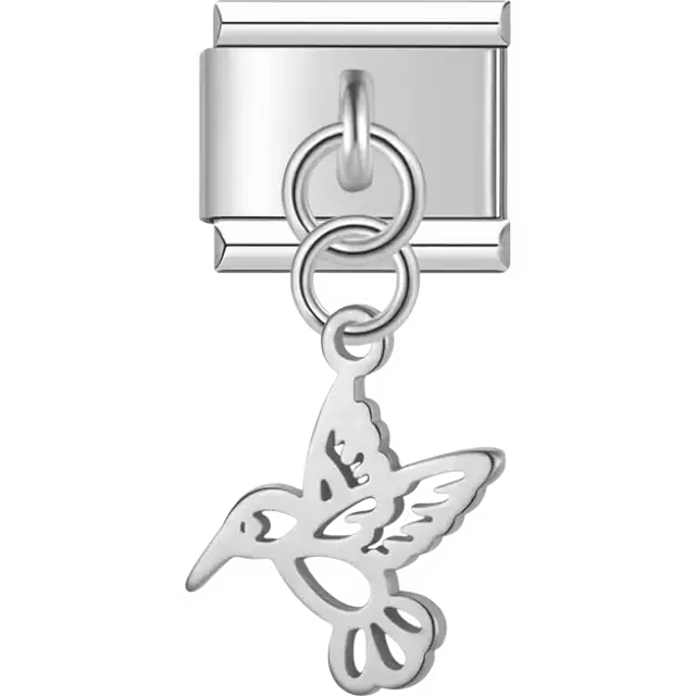 Hummingbird cutout dangle Italian charm bracelet link