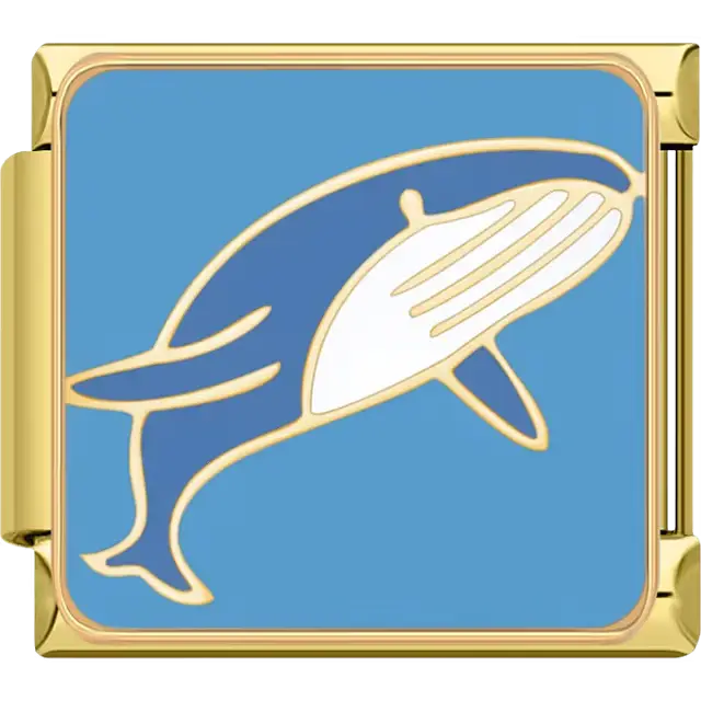 Humpback whale with ocean blue background Italian charm bracelet link