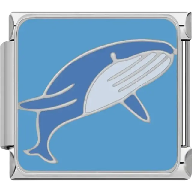 Humpback whale with ocean blue background Italian charm bracelet link