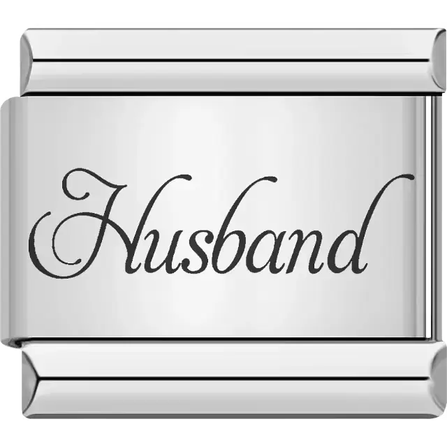 "Husband" script text Italian charm bracelet link