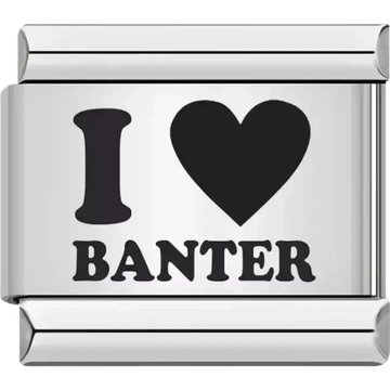 “I ♥ Banter” text with bold heart design Italian charm bracelet link