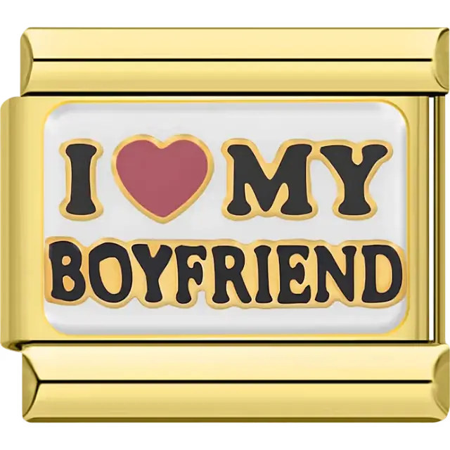"I Love My Boyfriend" text Italian charm bracelet link