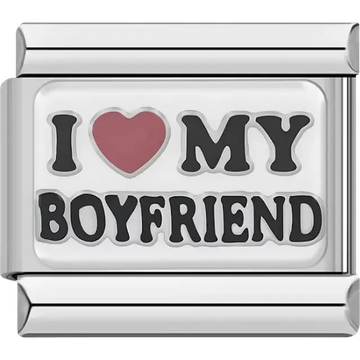 "I Love My Boyfriend" text Italian charm bracelet link