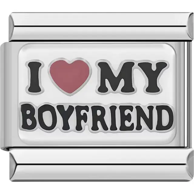 "I Love My Boyfriend" text Italian charm bracelet link