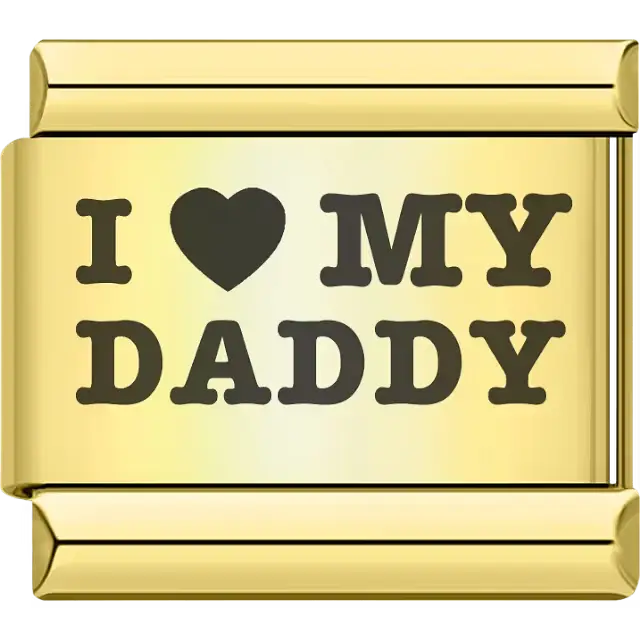 Bold black "I ♥ MY DADDY" text Italian charm bracelet link